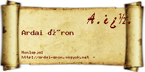 Ardai Áron névjegykártya